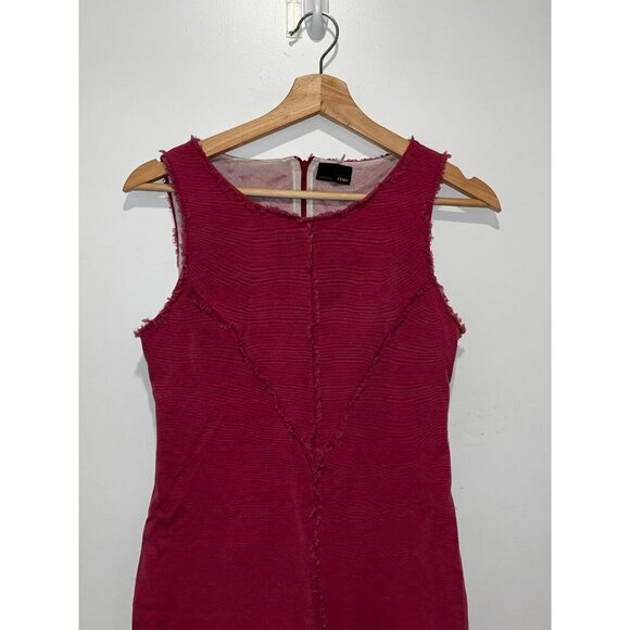 Fendi Red Sleeveless Frayed Hem Bodycon Crew Neck Pullover Women's Dress Size 40 - Picture 2 of 10
